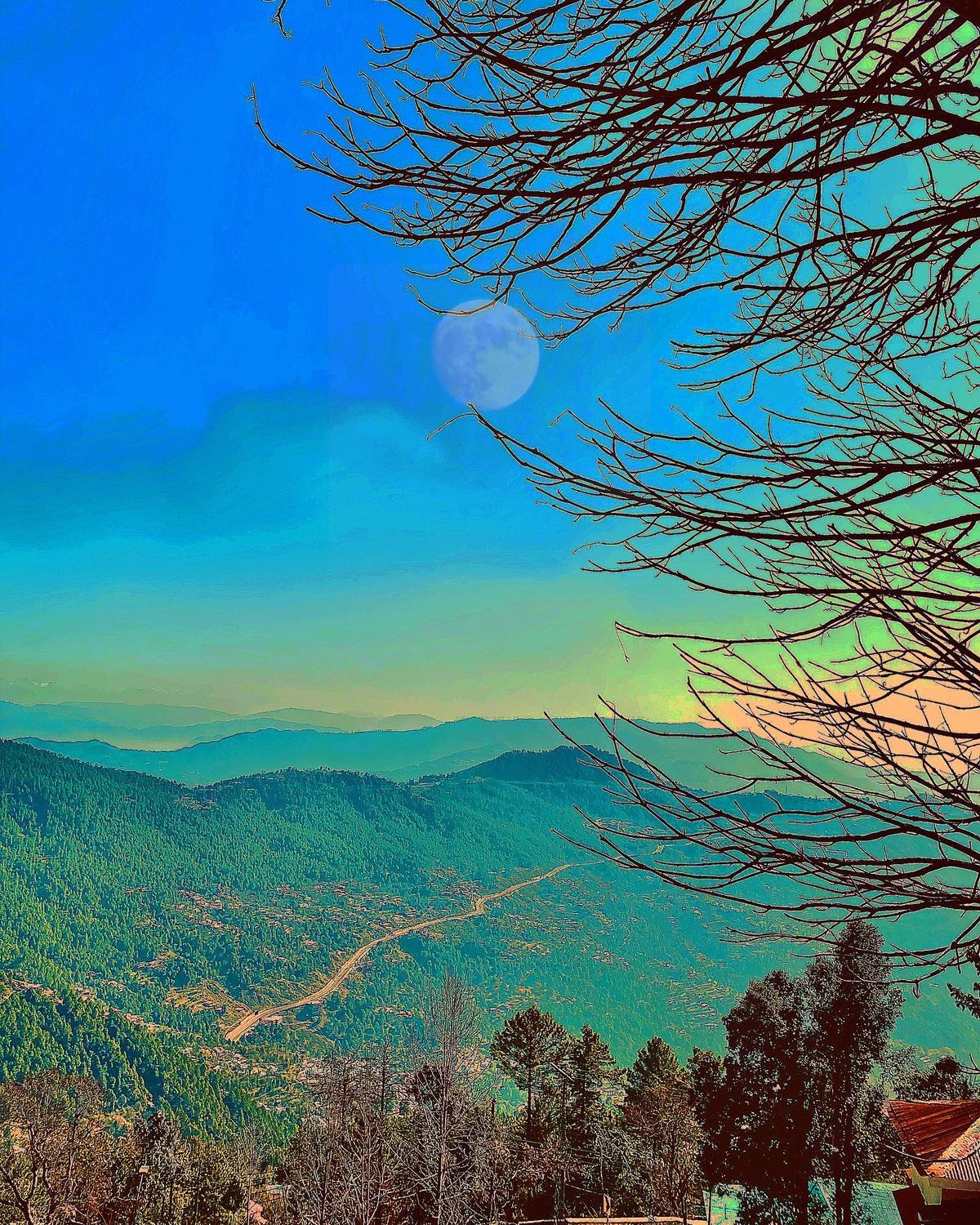Moon Over the Ridge — mountains photograph by Muhammad Azeem